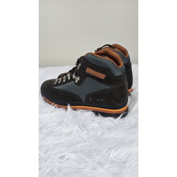 Timberland Euro Hiker Mid Men's Size 9 Lace Up Boots Dark Brown Suede and Green - Picture 7 of 11